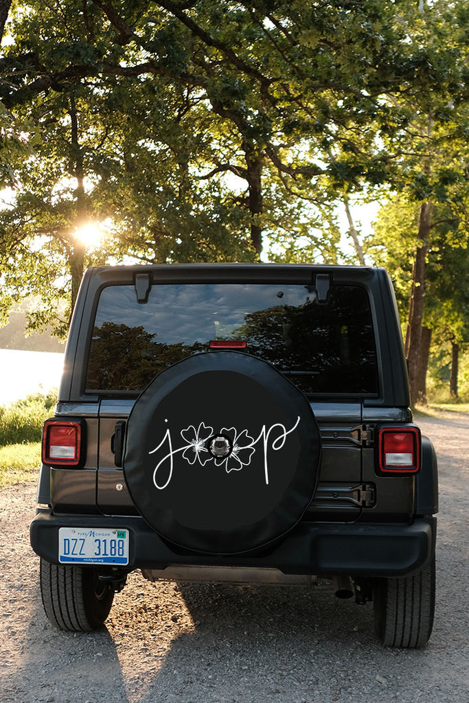 Greyhound With Flowers Black Spare Tire hot Cover for Gladiator, Wrangler, Jt, Jl, Jlu, Jk, Jku, Tj, Lj, Cj, Yj, Rv, etc.