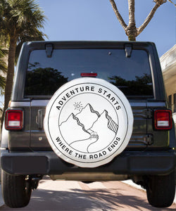 Adventure Starts Where the Road Ends Tire Cover