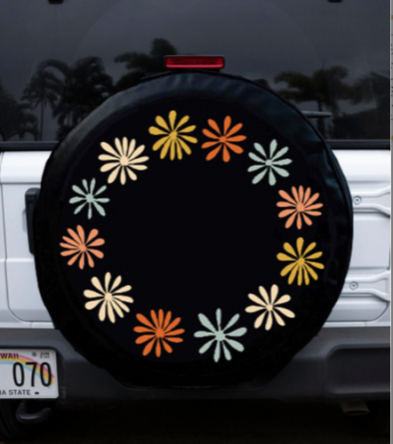 Warehouse Sale - Discounted Retro Floral Wreath Tire Cover