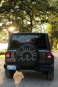 Warehouse Sale - Discounted Sun and Wave Tire Cover for Backup Camera