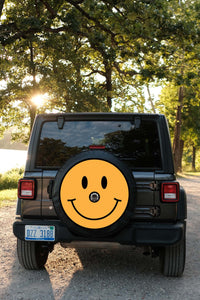 Warehouse Sale - Discounted Yellow Smiley Face Tire Cover for Backup Camera