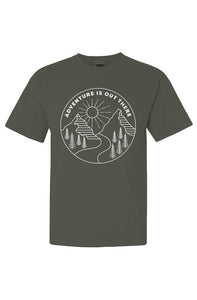 Adventure is Out There Short Sleeve T-Shirt Graphic on Front