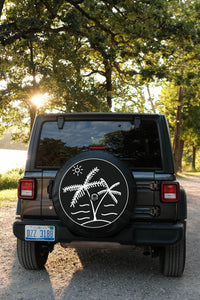 Palm Trees in Black and White Tire Cover