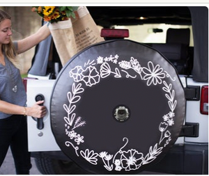 Floral Wreath Tire Cover