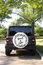 Good Vibes Floral Wreath Tire Cover