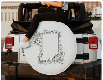 Floral Indiana State Design Tire Cover