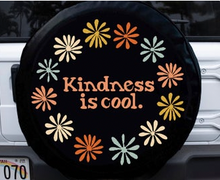 Kindness is Cool Retro Floral Wreath Tire Cover