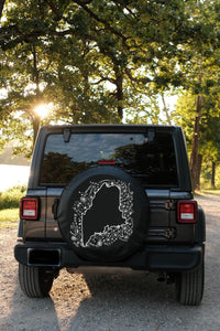 Floral Maine State Design Tire Cover