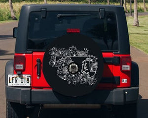Floral Maryland State Design Tire Cover