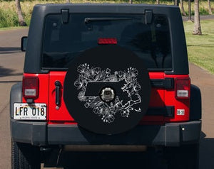 Floral Massachusetts State Design Tire Cover