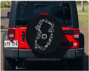 Floral New Jersey State Design Tire Cover