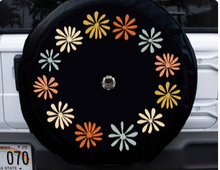 Retro Floral Wreath Tire Cover