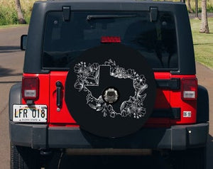 Floral Texas State Design Tire Cover