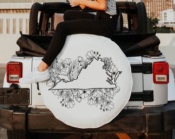 Floral Virginia State Design Tire Cover