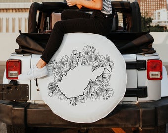 Floral West Virginia State Design Tire Cover