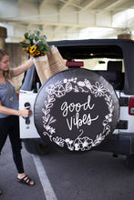 Good Vibes Floral Wreath Tire Cover